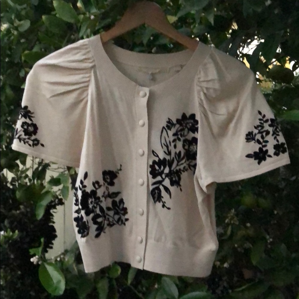 Anthropologie flounce sleeve cardigan.